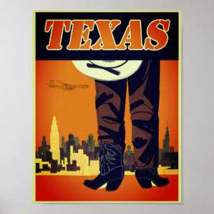 Vintage Texas Cowboy Poster