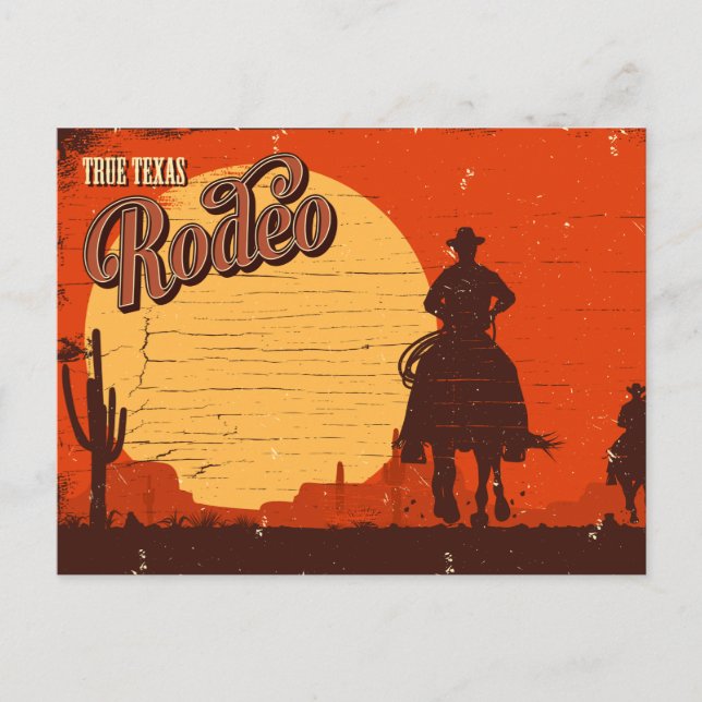 Vintage Texas Cowboy Rodeo Postcard (Front)