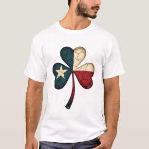 Vintage Texas Flag Shamrock Distressed Irish Clove T-Shirt