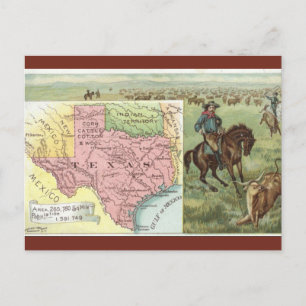 Vintage Texas Map Postcard