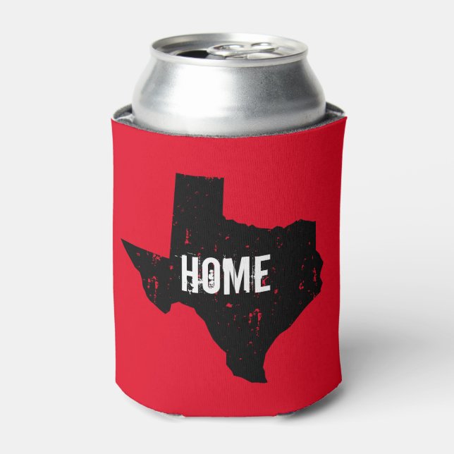 Vintage Texas state silhouette beer can holder Cooler (Can Front)