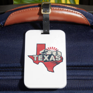 Vintage Texas USA Map Luggage Tag