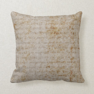 Vintage Text French Background Paper Template Cushion