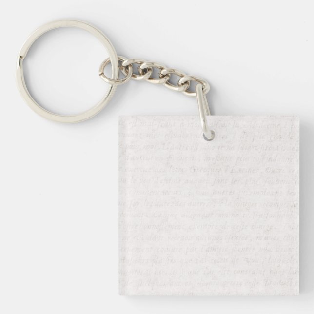 Vintage Text French Background Paper Template Key Ring (Front)