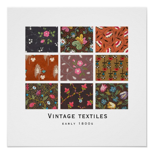 'Vintage Textiles' Poster | 1800s designs (Front)