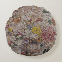 Vintage Textiles Round Throw Pillow (16")