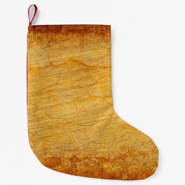 Vintage texture old gold small christmas stocking (Front)