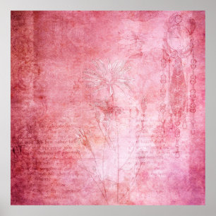Vintage texture scrapbook pink poster