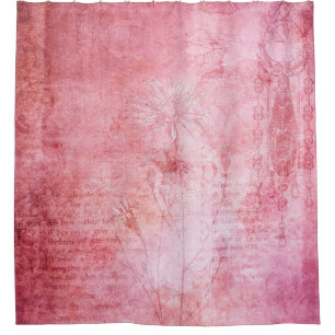 Vintage texture scrapbook pink shower curtain