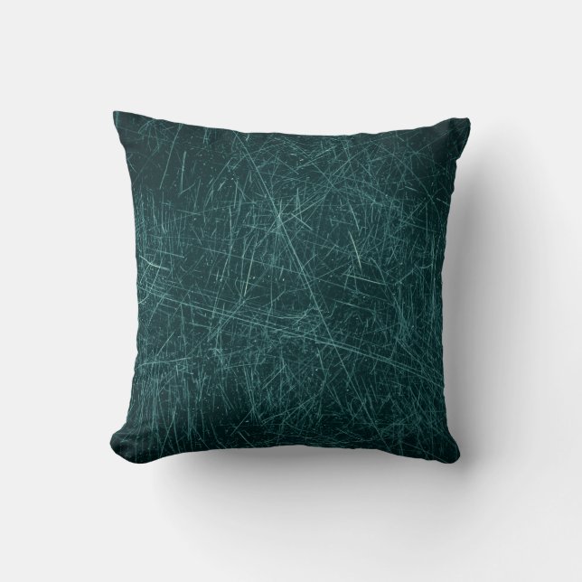 Vintage Texture Scratches Dark Teal Country Cushion (Front)