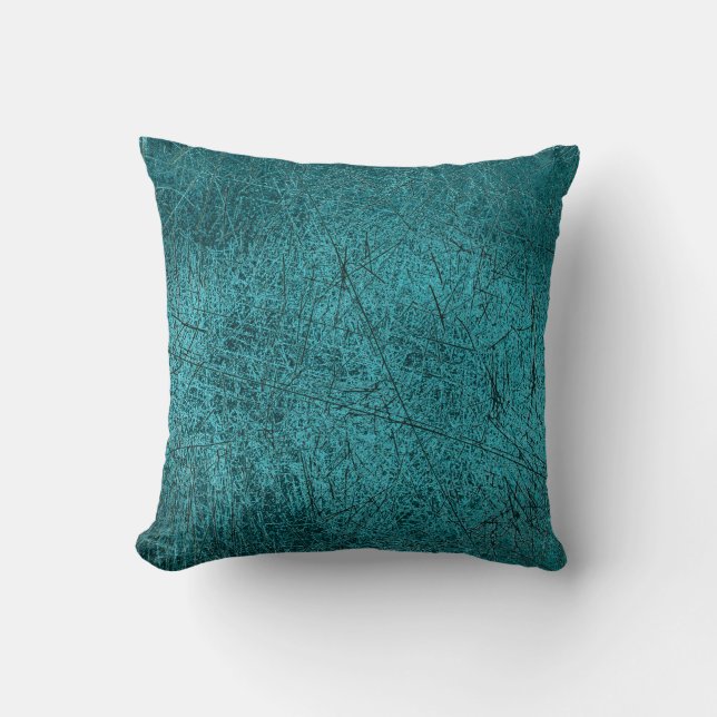 Vintage Texture Teal Turquoise Scratches Country Cushion (Front)