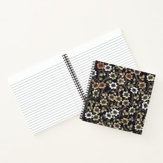 Vintage Textured Anemone Floral Background | Notebook (Inside)