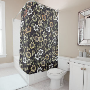 Vintage Textured Anemone Floral Background Shower Curtain