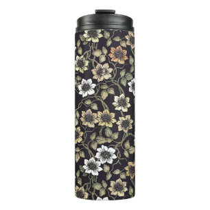 Vintage Textured Anemone Floral Background   Thermal Tumbler
