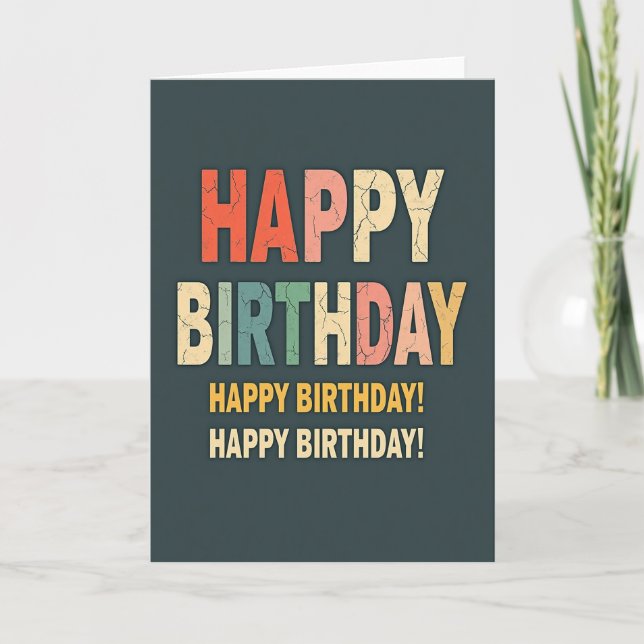 Vintage Textured Birthday Card (Front)