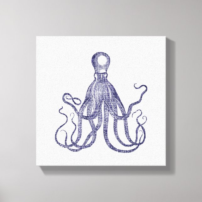 Vintage Textured Octopus Canvas Print (Front)