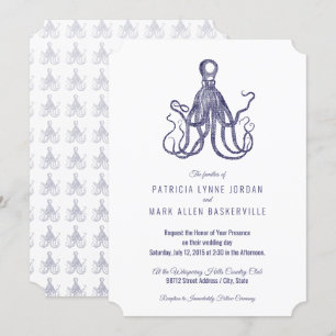 Vintage Textured Octopus Invitation