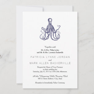 Vintage Textured Octopus Invitation