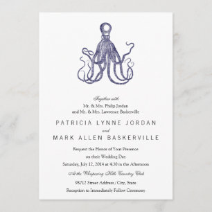 Vintage Textured Octopus Invitation