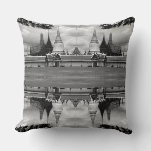 Vintage Thailand Bangkok Chapel Royal Palace view Cushion