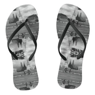 Vintage Thailand Bangkok Chapel Royal Palace view Flip Flops