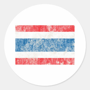 Vintage Thailand Flag Classic Round Sticker