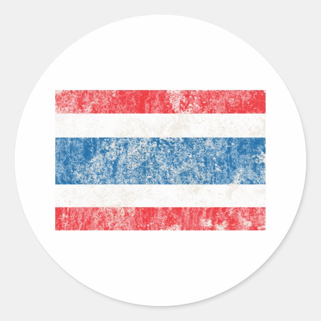 Vintage Thailand Flag Classic Round Sticker (Front)