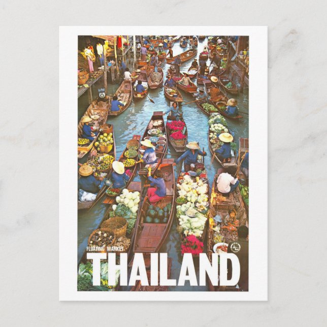 Vintage Thailand Floating Markets  Postcard (Front)