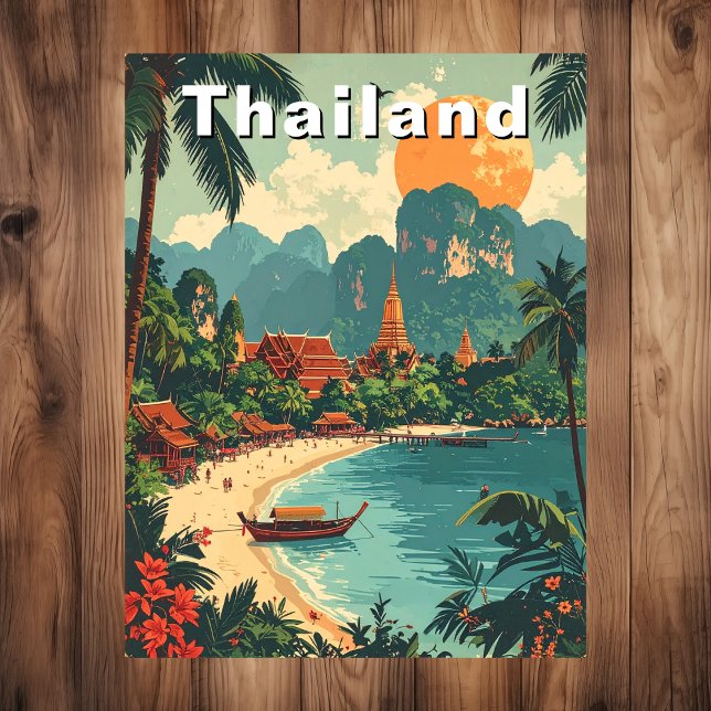 Vintage Thailand Tropical Beach Travel Art Postcard (Vintage Thailand Tropical Beach Travel Art Postcard
)