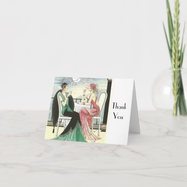 Vintage - Thank You - Art Deco Ladies, (Front)