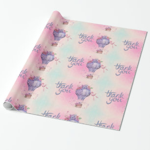 Vintage Thank You Hot Air Balloon Wrapping Paper