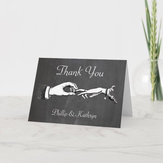 Vintage Thank You Personalised Wedding Ring Card (Front)