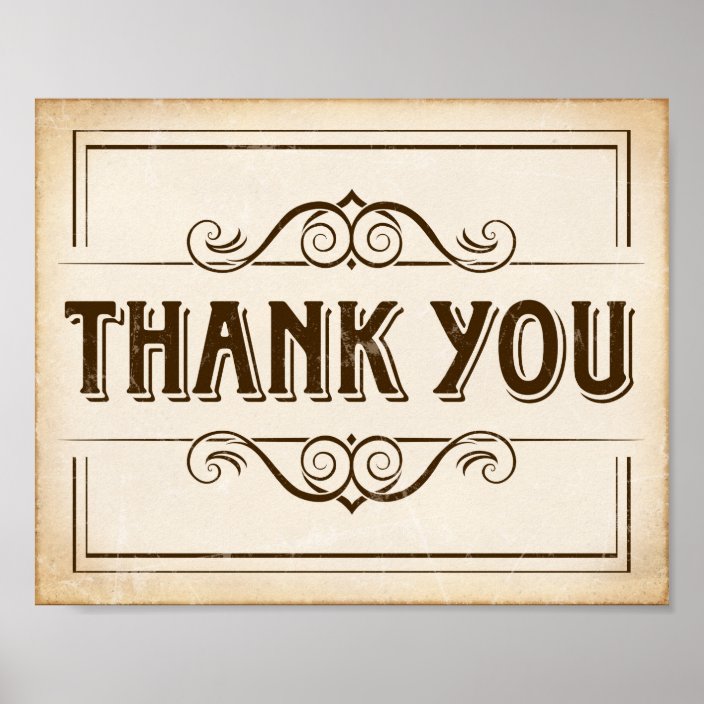 Vintage THANK YOU Sign Print | Zazzle.co.uk