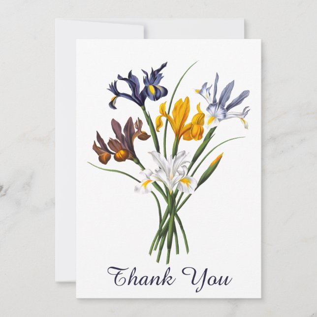 Vintage Thank you Spanish Iris greeting card (Front)