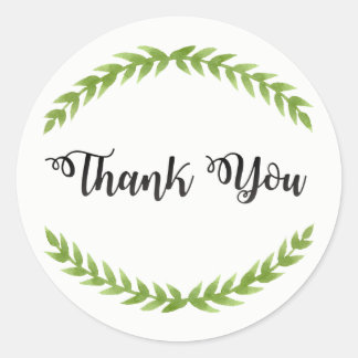 Vintage Thank You Sticker with Leaves