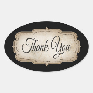 Vintage Thank You Tan & Black Rustic Stickers