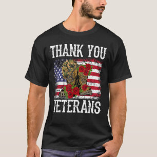Vintage Thank You Veterans Combat Boots Flower Vet T-Shirt