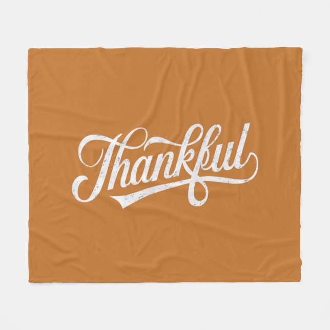 Vintage Thankful Thanksgiving Fall Gift Fleece Blanket (Front (Horizontal))