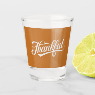 Vintage Thankful Thanksgiving Fall Gift Shot Glass