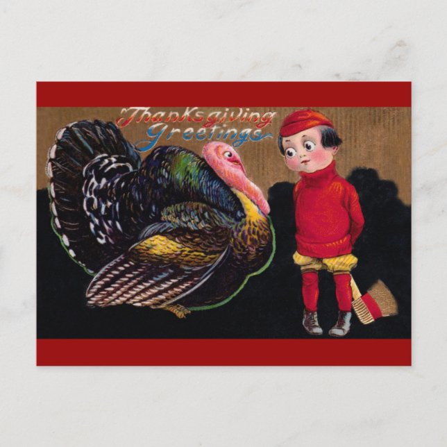 Vintage Thankgiving Holiday Postcard (Front)