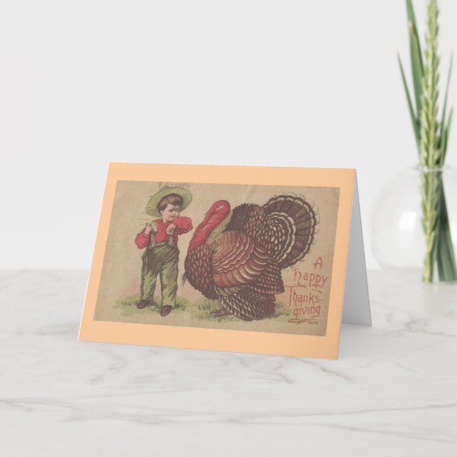 Vintage Thankgiving Turkey Holiday Card (Front)