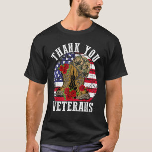 Vintage Thanks You Veterans Combat Boots Flower Ve T-Shirt