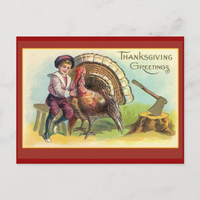 Vintage Thanksgiving Art Greeting Cards (Front)