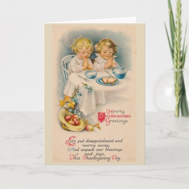 Vintage - Thanksgiving Blessings and Joys, Holiday Card (Front)