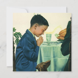 Vintage Thanksgiving, Boy Saying Grace Invitation