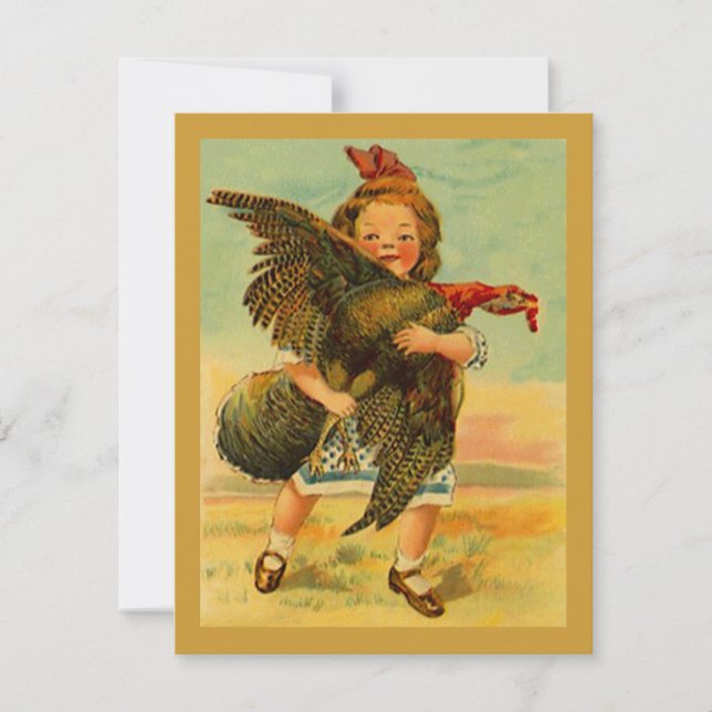 Vintage Thanksgiving Child Wild Turkey INVITATIONS (Front)