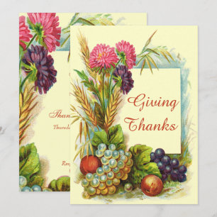 Vintage Thanksgiving Colourful Fruits & Flowers Invitation