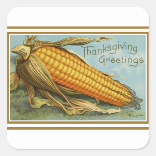 Vintage Thanksgiving Corn Square Sticker