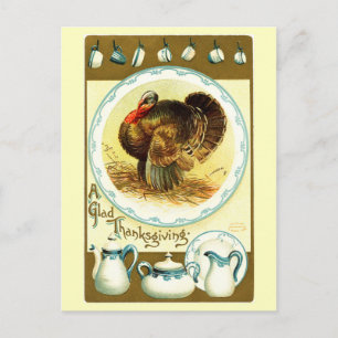 Vintage Thanksgiving Crockery Holiday Postcard