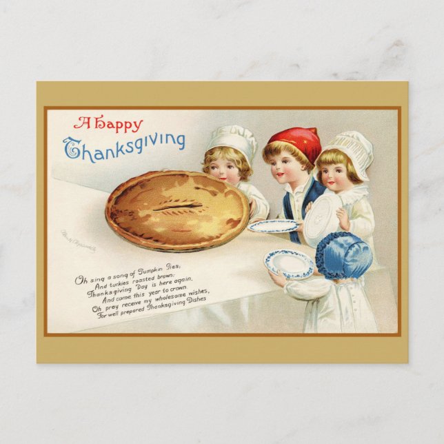 Vintage Thanksgiving Cute Funny Pie Poem Postcard (Front)